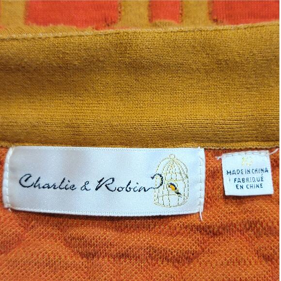 Anthropologie Charlie & Robin Quilted Pencil Mini Skirt Orange Tan Geometric 10 - Picture 11 of 16